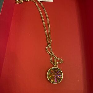 Tova Swarovski crystal Radiant Gold Necklace with Multicolor Pendant
